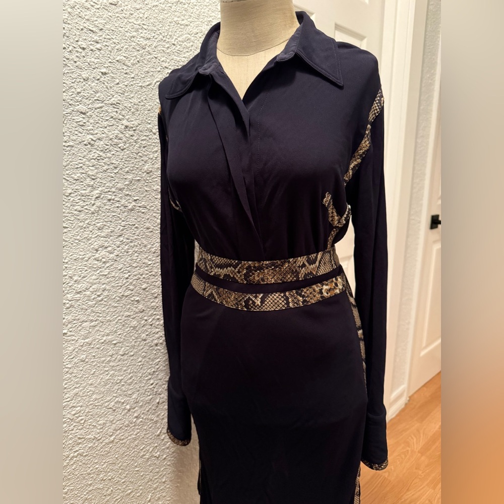 Victoria Beckham Navy Set with Snake Print Accents